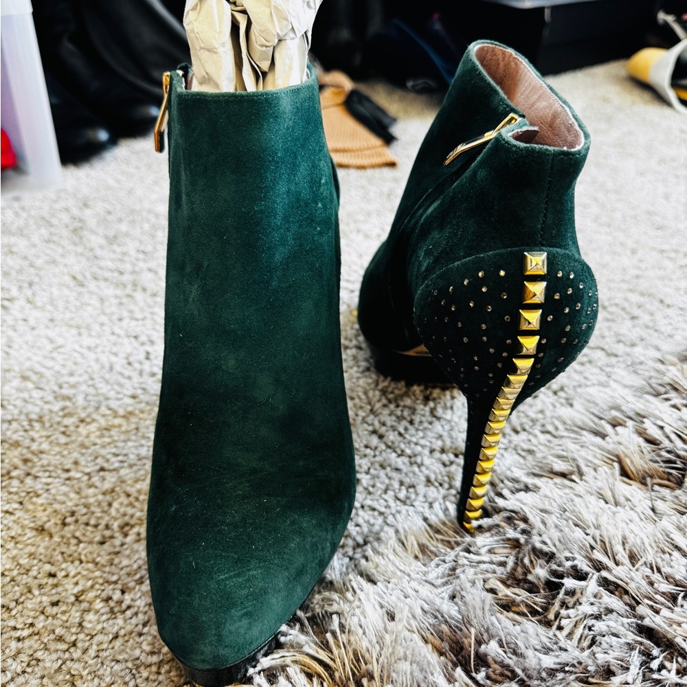Vince Camuto Dark Green Suede Ankle Boots